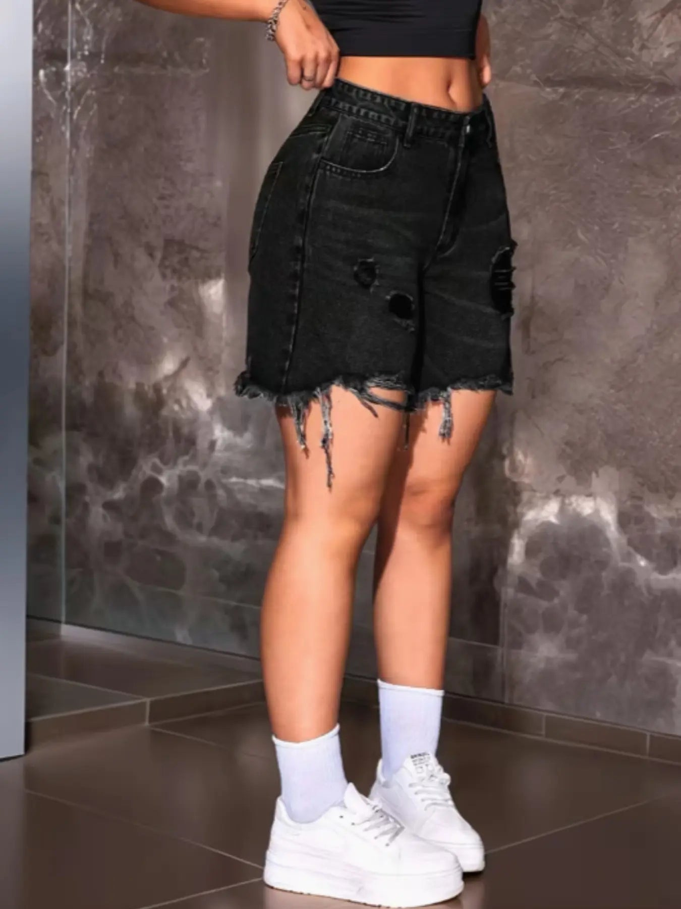 Women'S Loose Fit Ripped Shorts, Vintage Washed Trendy Casual Pants, Comfortable All-Season Wear, Perfect for School Travel Party