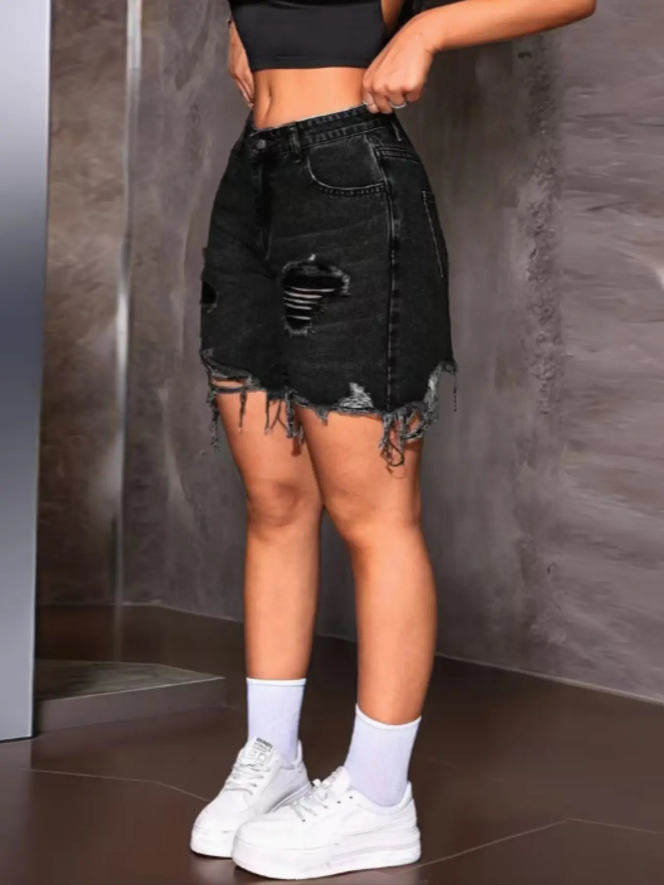 Women'S Loose Fit Ripped Shorts, Vintage Washed Trendy Casual Pants, Comfortable All-Season Wear, Perfect for School Travel Party