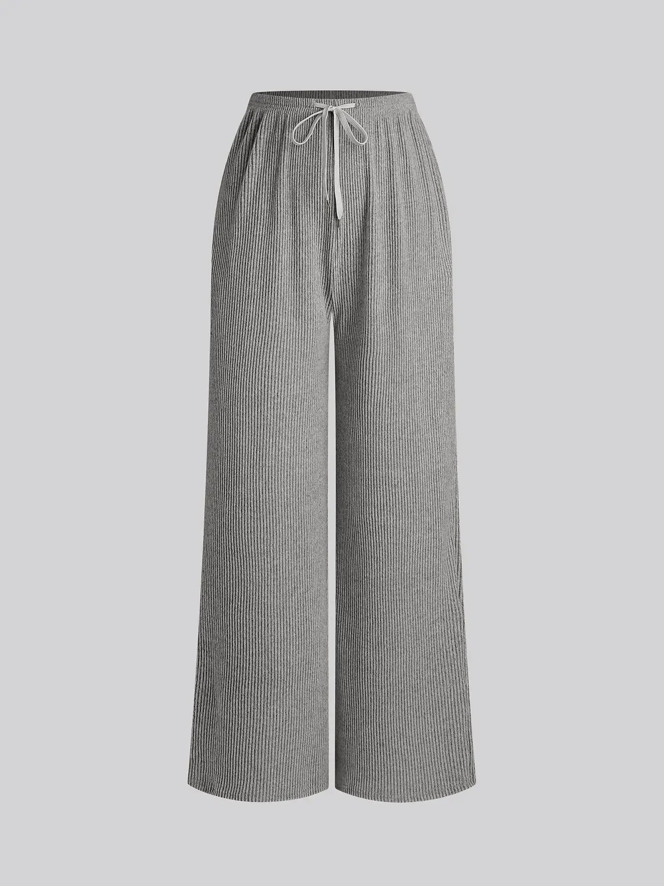 Women'S Comfortable Casual Low Waist Adjustable Drawstring Wide Leg Loose Knit Pants, Striped Design, Simple Style, Perfect for Daily Wear, Everyday, Bottoms