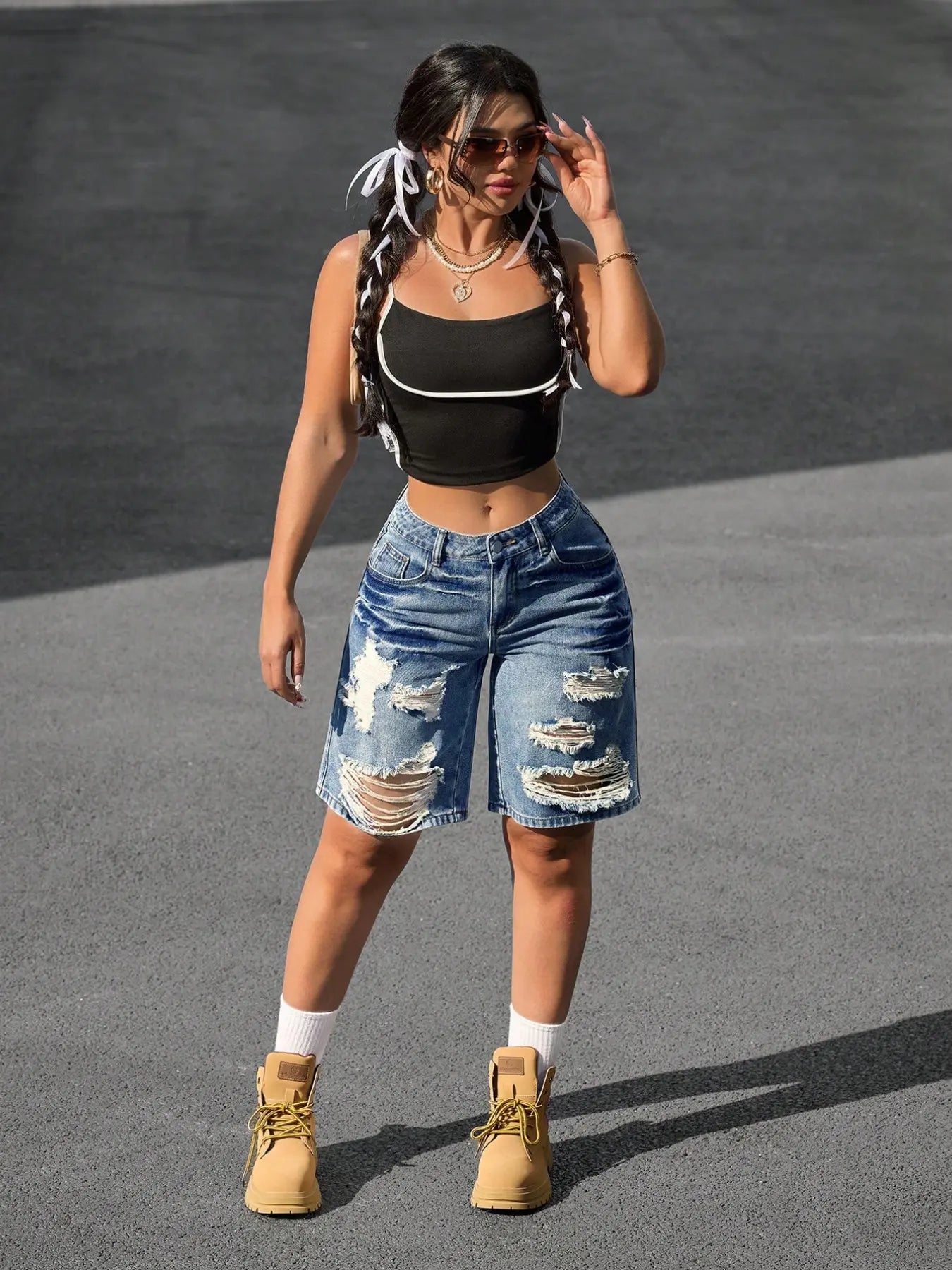 Women'S Denim Shorts Summer 2026 New Vintage Loose Fit Wide Leg Pants, Womenswear, Trendy Casual Daily Wear, Comfortable & Stylish Design